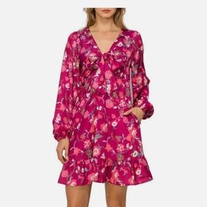 MELLODAY Fuchsia Long Sleeve Dress